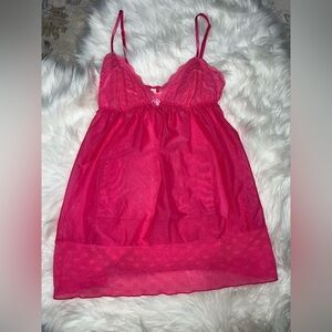 Y2K Babydoll Victoria's Secret Vibrant Pink Lace Chemise